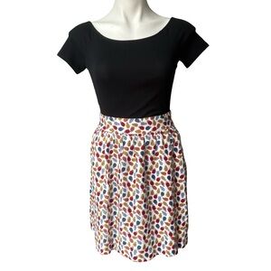 NWT, LOFT Outlet Linen Blend Skirt Pineapple Print Skater Skirt, Sz M
